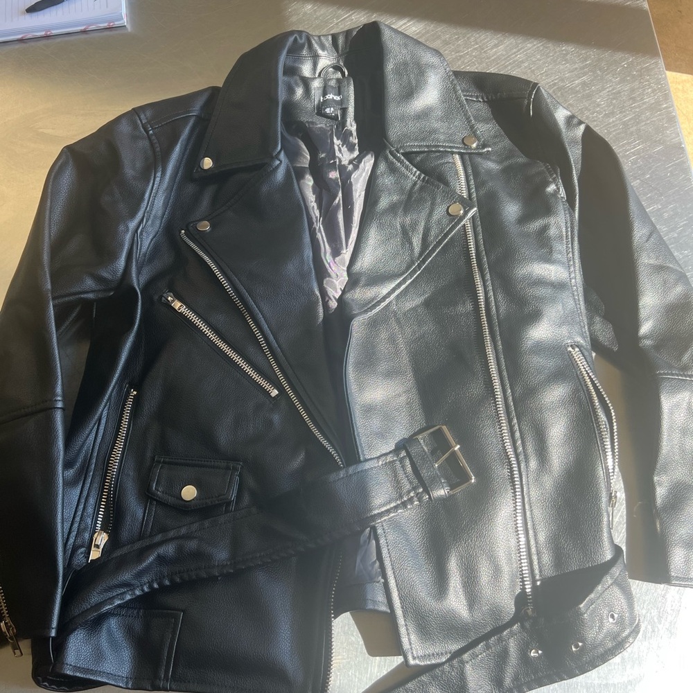 Boohoo Black Faux Leather Biker Jacket